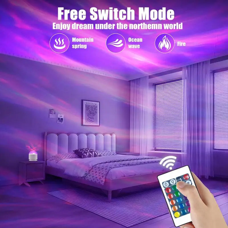 Dual-Scene Ocean Wave & 3D Water Ripple Projection Lamp 16-Color Change USB Powered Bedroom Decorative Night Light