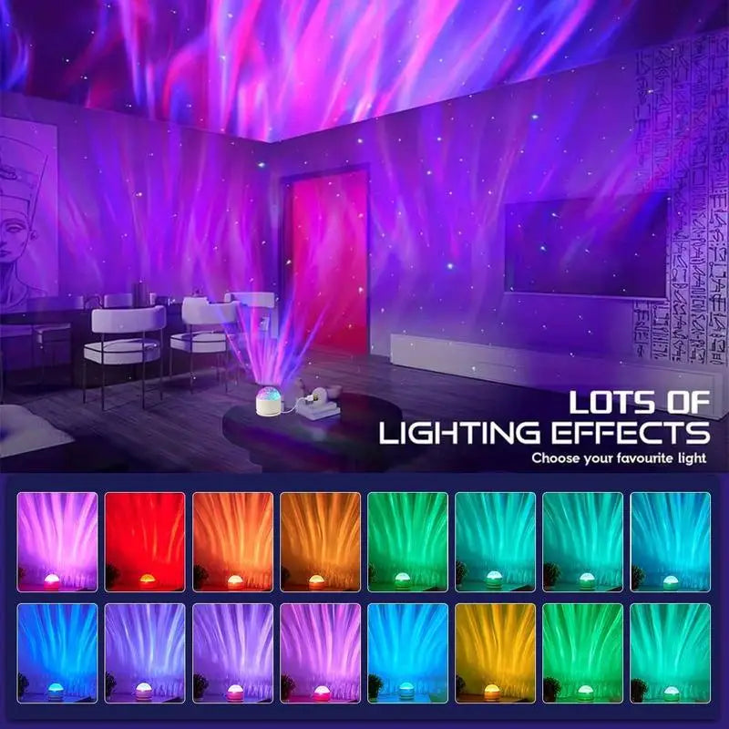 Dual-Scene Ocean Wave & 3D Water Ripple Projection Lamp 16-Color Change USB Powered Bedroom Decorative Night Light