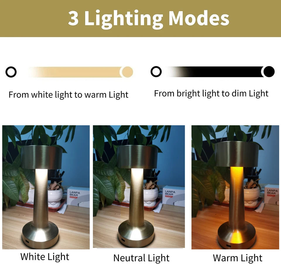 Touch Led Table Lamp Dumbbell Shape DimmableRechargeable Desk Lamp Night Light For Restaurant Hotel Bar Desktop Decorative Lamp