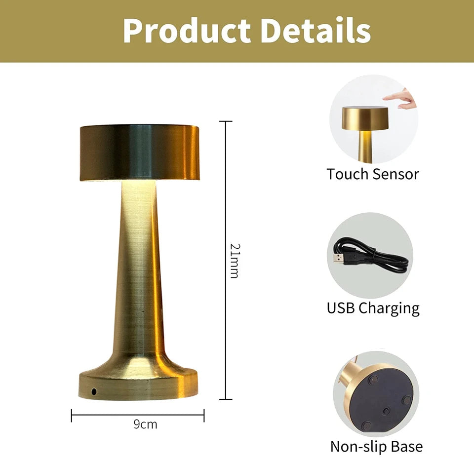 Touch Led Table Lamp Dumbbell Shape DimmableRechargeable Desk Lamp Night Light For Restaurant Hotel Bar Desktop Decorative Lamp