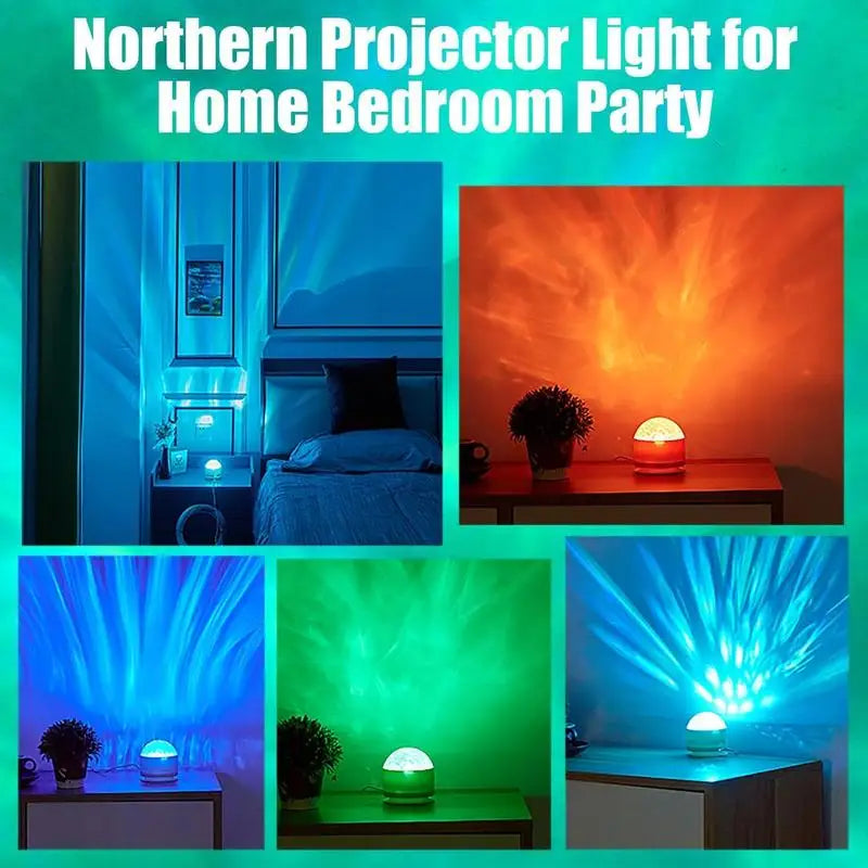 Dual-Scene Ocean Wave & 3D Water Ripple Projection Lamp 16-Color Change USB Powered Bedroom Decorative Night Light