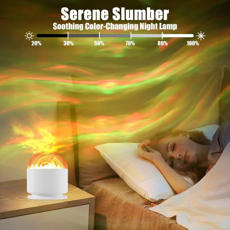 Dual-Scene Ocean Wave & 3D Water Ripple Projection Lamp 16-Color Change USB Powered Bedroom Decorative Night Light