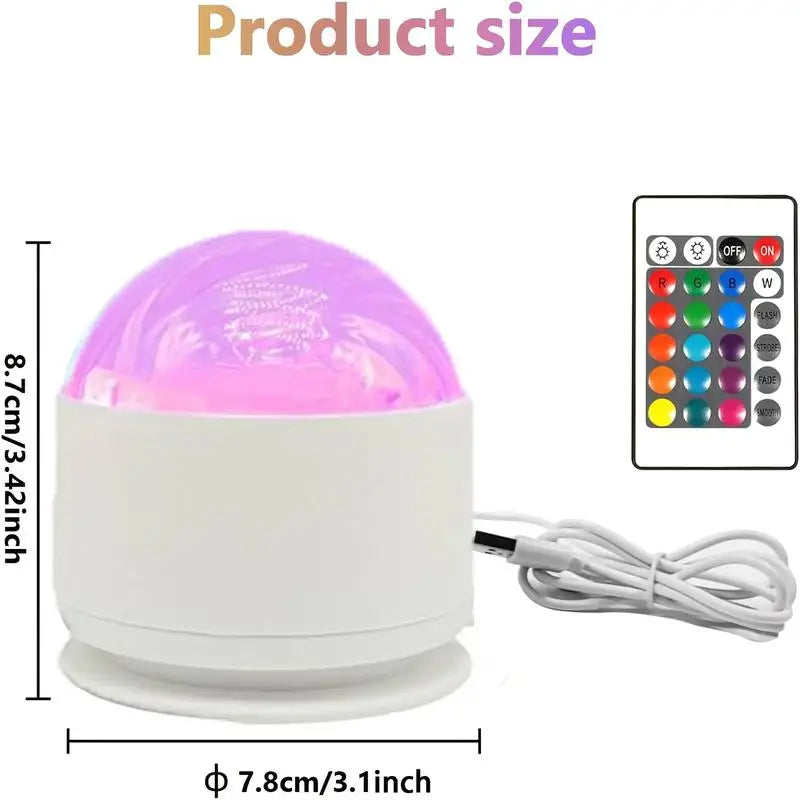 Dual-Scene Ocean Wave & 3D Water Ripple Projection Lamp 16-Color Change USB Powered Bedroom Decorative Night Light
