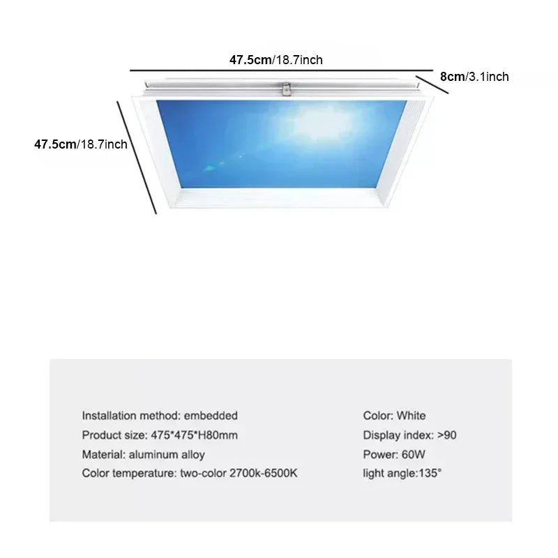 Blue ceiling light minimalist sky led lights square panel light for bedroom indoor Kids room lamp semi flush mount ceiling light
