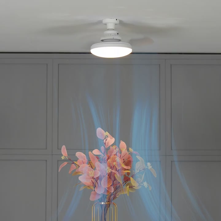 Three-Color Dimming LED E27 Ceiling Fan Lights with Remote Control Silent Dimmable Invisible Fan Light for Living Room Bedroom